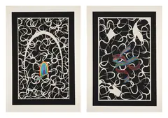 Lucas Samaras, Hook; and Ribbon, 1972, Two screenprints in colors, on wove paper, with full margins