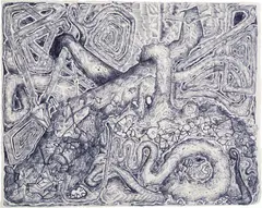 Steve DiBenedetto, Untitled, 2005, Unique blue ballpoint pen drawing, on wove paper