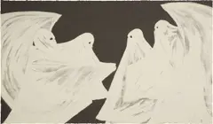 Marcel Dzama, Scared of his own ghost, 2008, Lithograph in colors with photoluminescent ink, on wove paper, the full sheet