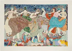 The Celebration by Maria Berrio, 2015, Screenprint in colors, on Arches paper, with full margins, sold Apr 2025