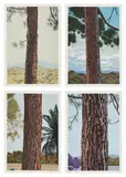 Jake Longstreth, Los Angeles Pines, 2022, The complete set of four screenprints in colors, on wove paper, with full margins, all loose (as issued), all contained in the original heavy card folio