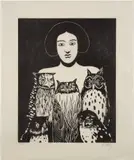 Nicolas Party, Portrait with Owls, 2023, Woodcut, on Gampi-shi paper, with full margins