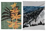 Yellow and Orange Orchid Clipping Rug; and Jackson Hole Wyoming Blanket by Jonas Wood, 2018 & 2021, One hand-knotted silk rug and one 100% cashmere blanket, sold Apr 2025