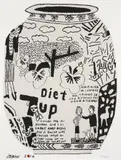 Jonas Wood, Diet 7Up Pot, 2016, Screenprint in colors on Stonehenge paper, dedicated in green crayon verso 'Jean Peace and Love JBPW'