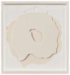 Michelle Stuart, Kuseping, from Tsikomo (T. 74-248), 1974, Lithograph in purple with embossing, on shaped Arches Cover paper, folded (as issued), with string, the full sheet