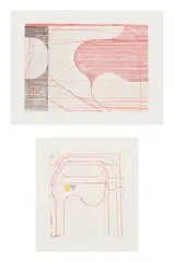 Construct (Drypoint); and Construct (Red), from Eight Color Etchings (G. pp. 38-39, L. 266 & 267) by Richard Diebenkorn, 1980, Two etching, aquatint and drypoints in colors, on Rives BFK paper, with full margins, sold Jun 2025