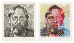 Chuck Close, John I; and John II, 1986-90; and 1991, Two direct gravures, one in colors, on wove paper, with full margins