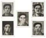 Aaron Fink, Large Head; Large Head; Martini Drinker; Coffee Drinker; and Smoker, from Large Head Series, 1984-85, Five etchings, on wove paper, with full margins