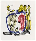 Roy Lichtenstein, Vertical Apple, from Seven Apple Woodcuts (C. 199), 1983, Woodcut in colors, on handmade Iwano Kizuki Hosho paper, with full margins