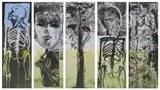 Jim Dine, The Foreign Plowman (C. 22), 1988, Monumental heliorelief, woodcut and etching polyptych in colors with acrylic hand-coloring, on five sheets of Arches Cover paper, the full sheets