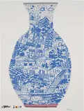 Jonas Wood, Blue Frimkess Landscape Pot, 2017, Screenprint in colors on wove paper