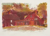 Wolf Kahn, Twin Barns, 1980, Lithograph in colors, on Rives BFK paper, with full margins