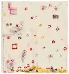 Joan Snyder, Another Version of Cherry Fall (S. 52), 1996, Woodcut and etching in colors, on Rives BFK paper with Mulberry paper Chine collé, the full sheet