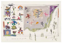 Joan Snyder, Study for Symphony, for A.D. (see S. 19.2), 1981, Lithograph with hand-coloring in oil, acrylic, pencil and colored pen, on Arches paper, the full sheet