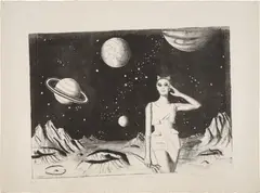 Kenny Scharf, Zelda Stargazing, 1978, Lithograph, on Rives BFK paper, with full margins