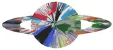 Untitled (Saturn Spin Painting) by Damien Hirst, 2009, Unique acrylic spin drawing in colors, on shaped wove paper, sold Jun 2025