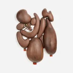 Dance For Me In The Dusk by Susumu Kamijo, 2021, Polished walnut wood sculpture with glass and crystal resin details, sold Jun 2025
