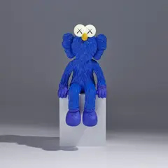 Kaws, SEEING (BLUE), 2018, Ceramic and alloy multiple with LED light and white pedestal, contained in the original foam-lined wooden box
