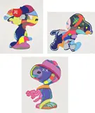 Kaws, NO ONE'S HOME; STAY STEADY; and THE THINGS THAT COMFORT, 2015, The complete set of three screenprints in colors, on Saunders Waterford paper, with full margins