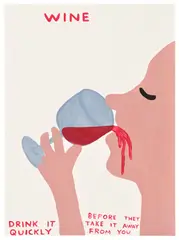 David Shrigley, Wine, 2021, Screenprint in colors with varnish overlay, on Somerset paper, the full sheet