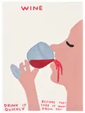 David Shrigley, Wine, 2021, Screenprint in colors with varnish overlay, on Somerset paper, the full sheet