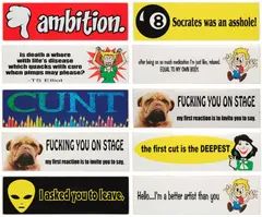 Bumper Sticker by Jordan Wolfson, c. 2015, The set of 10 bumper stickers (one duplicate), sold Jun 2025