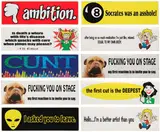 Jordan Wolfson, Bumper Sticker, c. 2015, The set of 10 bumper stickers (one duplicate)