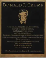 Marilyn Minter, Trump Plaque, 2017, Painted Hydrocal plaque multiple
