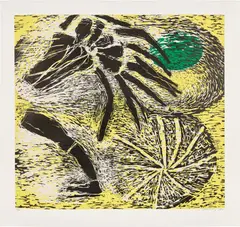 Susan Rothenberg, Tilting (G. 1282, M. 30), 1986, Woodcut and lithograph in colors, on Supra 100 paper, with full margins