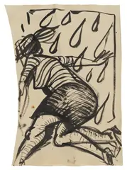 Untitled (Rain) by Ella Kruglyanskaya, 2014, Unique ink drawing, on wove paper, sold Jun 2025