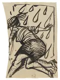 Ella Kruglyanskaya, Untitled (Rain), 2014, Unique ink drawing, on wove paper
