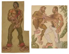 Palanca, [Untitled]; and [Untitled], 2007; and 2010, Two unique black ink and colored pencil drawings, on wove paper