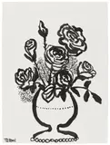 Stephen Tashjian, Untitled (flowers), c. 1993, Unique acrylic drawing with glitter, on wove paper