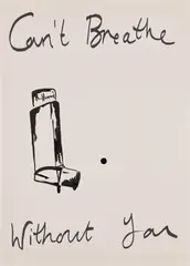 Rachel Howard, Can't Breathe Without You, 2004, Unique ink drawing, on wove paper, taped to a mat board at the reverse sheet edges
