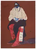Fritz Scholder, Indian with Beaded Sash, from Suite Fifteen (T. 75-189), 1975, Lithograph in colors, on Arches Cover paper, the full sheet