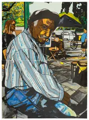 Willie Birch, Big Man (T. 00-307,307A), 2000, Lithograph in colors, on two sheets of joined Rives BFK paper, the full sheets