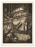 Sue Coe, The Large Hog Hoist, 1988-94, Photoetching, mezzotint and screenprint, on German Etching paper, with full margins