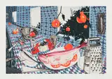 Nikki Maloof, Oranges, 2022, Screenprint in colors with hand-coloring in colored pencil and collage of gouache on paper, on Coventry Rag paper, with full margins