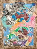 Frank Stella, Fanattia, from Imaginary Places (A. 230), 1995, Monumental etching, engraving, relief, lithograph, stamping, woodcut and mezzotint in colors, on TGL handmade, hand-colored paper with metalized silver foil, the full sheet