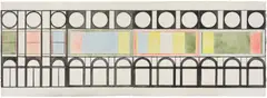 David Novros, Untitled (Home Savings Study), 1986, Monumental unique watercolor and graphite drawing, on four sheets of joined watercolor paper