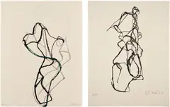 Brice Marden, Zen Print #1; and Zen Print #2, 2010, The complete set of two woodcuts in colors, on Kozo Kizuki-shi paper, the full sheets