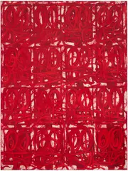 Rashid Johnson, Untitled (Large Anxious Red), 2021, Screenprint in colors with hand-applied pigment, on heavy wove paper, the full sheet