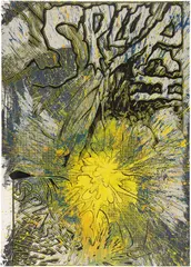 Christian Marclay, Actions: Splorch Splash (No. 7), 2012-13, Unique monoprint comprising screenprint in colors with extensive hand-painted acrylic, on board, the full sheet
