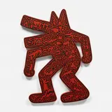 Keith Haring, Dog, 1986, Unique multiple comprised of screenprint in black on red enamel-painted and shaped plywood
