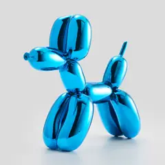 Balloon Dog (Blue) by Jeff Koons, 2021, Porcelain multiple painted in chrome, contained in the original Styrofoam-lined presentation box with blue printed signa, sold Oct 2025