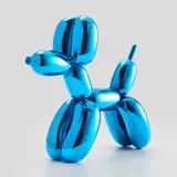 Jeff Koons, Balloon Dog (Blue), 2021, Porcelain multiple painted in chrome, contained in the original Styrofoam-lined presentation box with blue printed signature