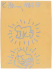 Untitled by Keith Haring, 1983, Unique silver ink drawing, on a manila envelope, sold Oct 2025