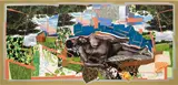 Mickalene Thomas, Sleep: Deux Femmes Noires, 2013, Monumental woodcut, screenprint and digital print in colors with collage, on Saunders Waterford paper, the full sheet