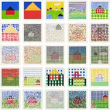 Jennifer Bartlett, House, 2003, The complete deluxe set of 25 screenprints in colors, on Somerset paper, with full margins, accompanied by a screenprint in colors on metal, all loose (as issued), all contained in the original yellow cloth-covered portfolio with embossed artist name and title
