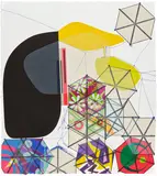 Jacob Hashimoto, The Necessary Invention of the Mind, VI, 2020, Woodcut and screenprint in colors, on Kozo Misumi paper, the full sheet